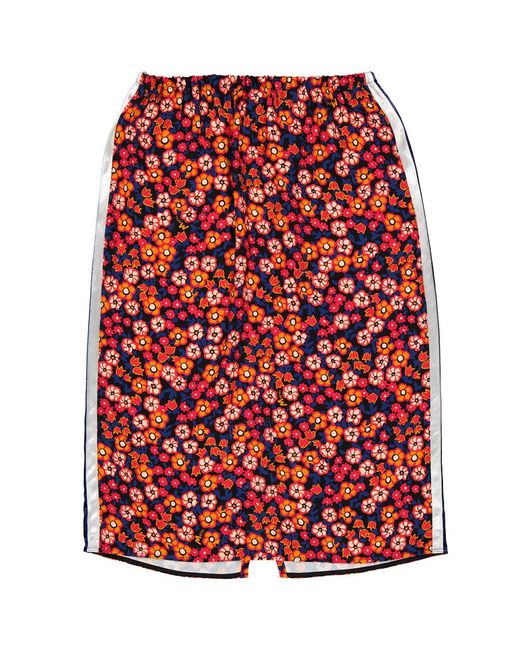 Marni Red Floral-print Straight Skirt