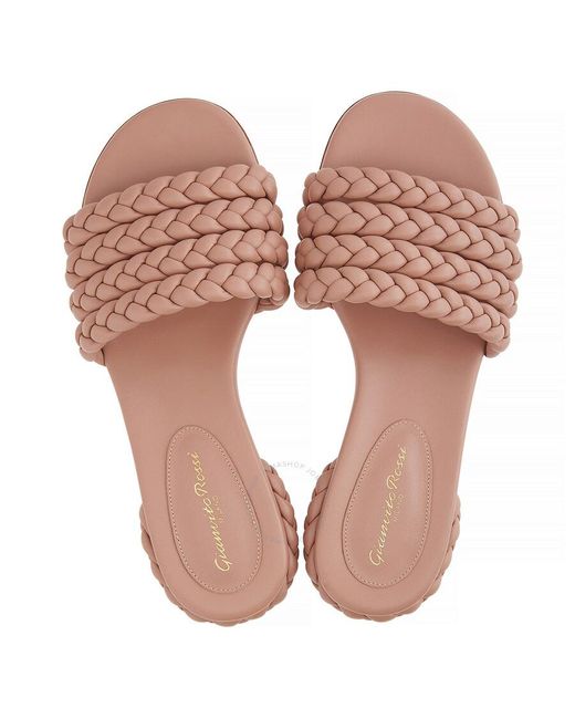 Gianvito Rossi Pink Ischia 20 Braided Nappa Slide S