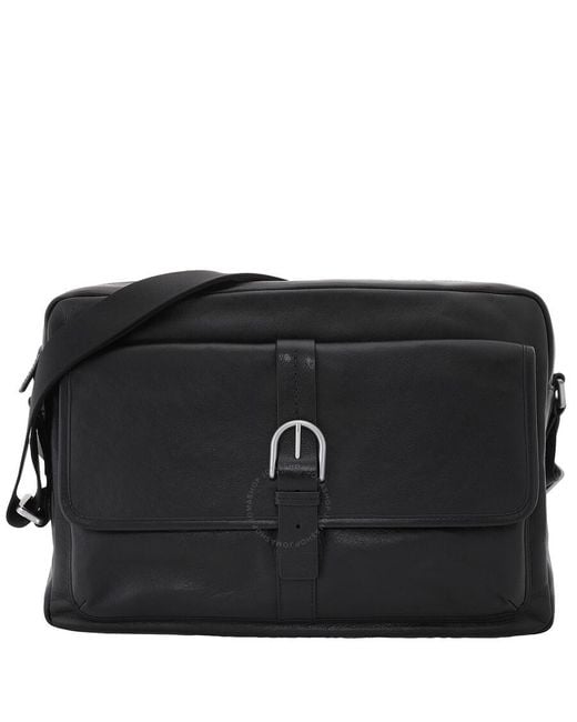 Fossil Black Leather Camden Messenger Bag for men