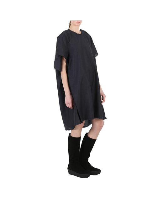 Maison Margiela Black Anthracite Mohair Wool Raw-Cut Oversize Dress