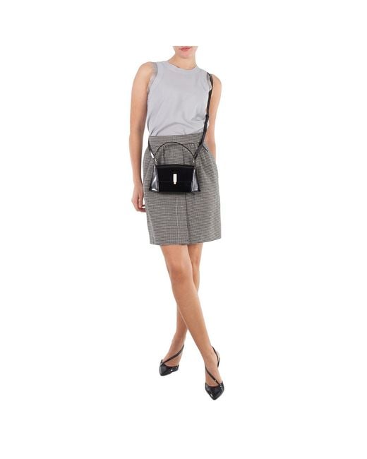 Ferragamo Black Mini Leather Geometric Bag