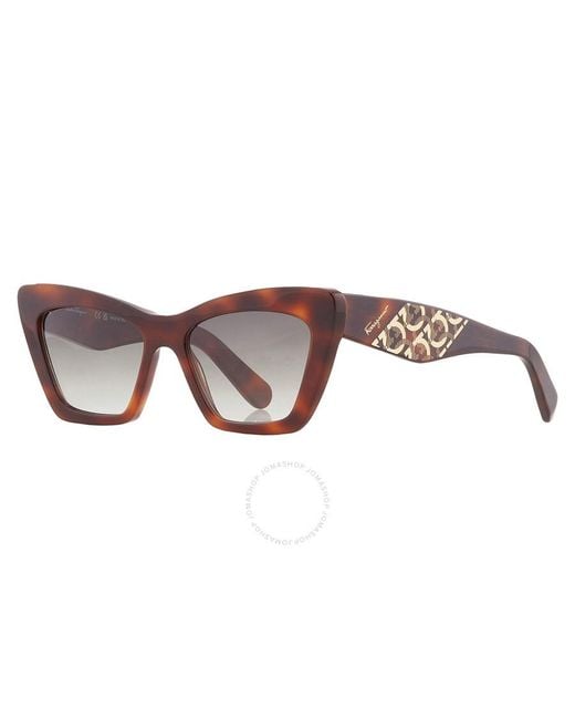 Ferragamo Brown Grey Gradient Cat Eye Sunglasses Sf1081se 214 55