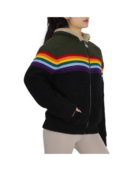 Gcds Blue Sherpa Lined Rooded Rainbow Sweater