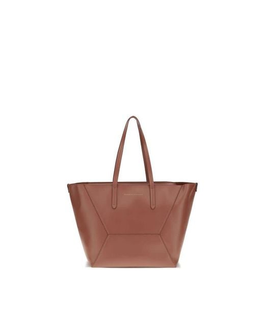 Brunello Cucinelli Brown Hammered Calf Leather Tote Bag