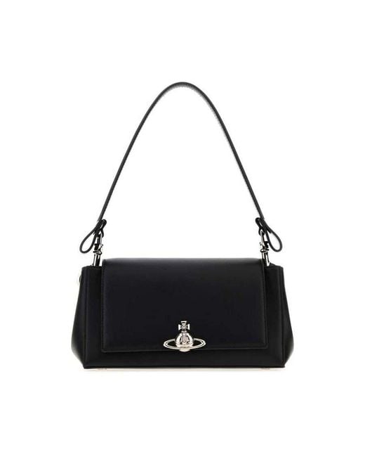Vivienne Westwood Black Synthetic Leather Medium Hazel Shoulder Bag Borse A Mano