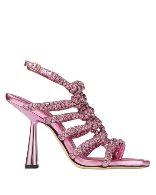 Jimmy Choo Pink Izobel 100 Metallic Lurex Sandals, Brand Size 36 Us