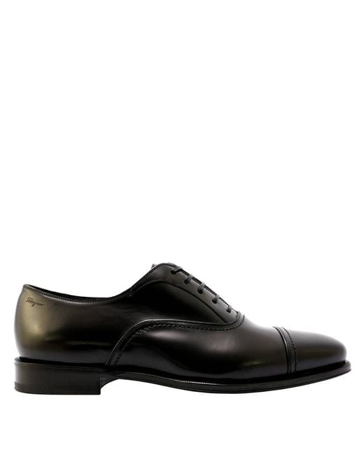 Ferragamo Black Seul Leather Oxford for men