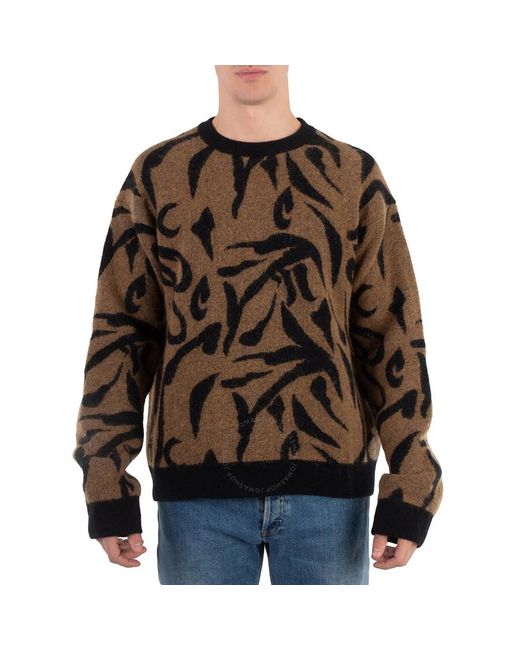 Nanushka Brown Toine Crew Neck Abstract Print Sweater for men