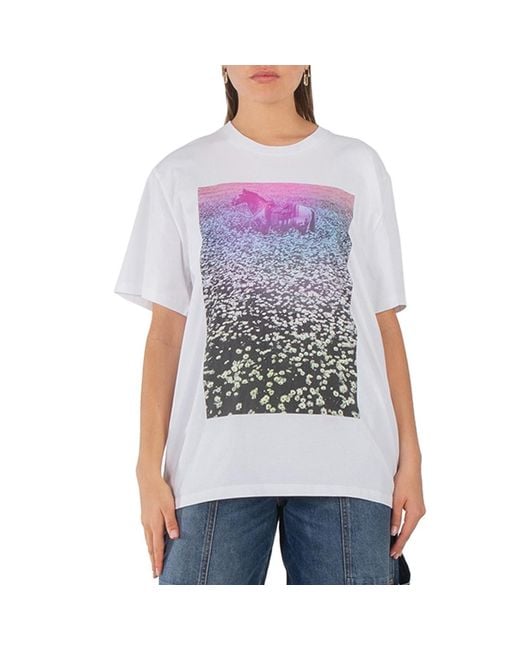 Stella McCartney Blue Lucky Spot Daisy Field Cotton T-Shirt