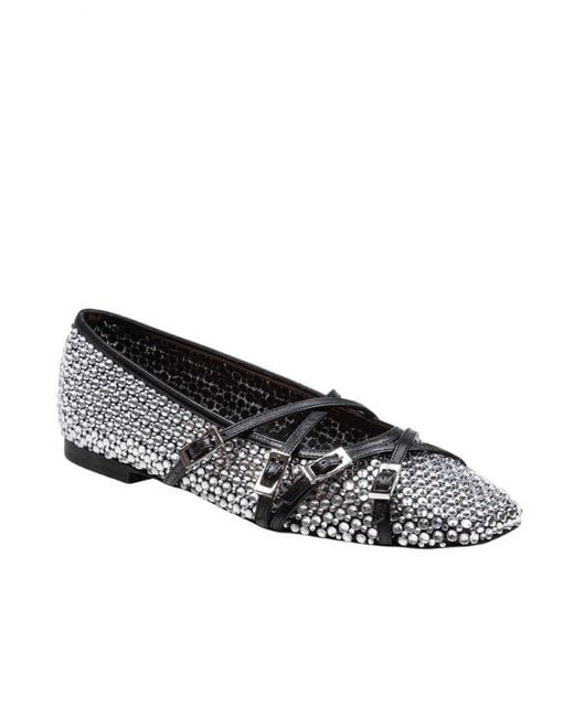 Mach & Mach Black Crystal Net Ballet Flats