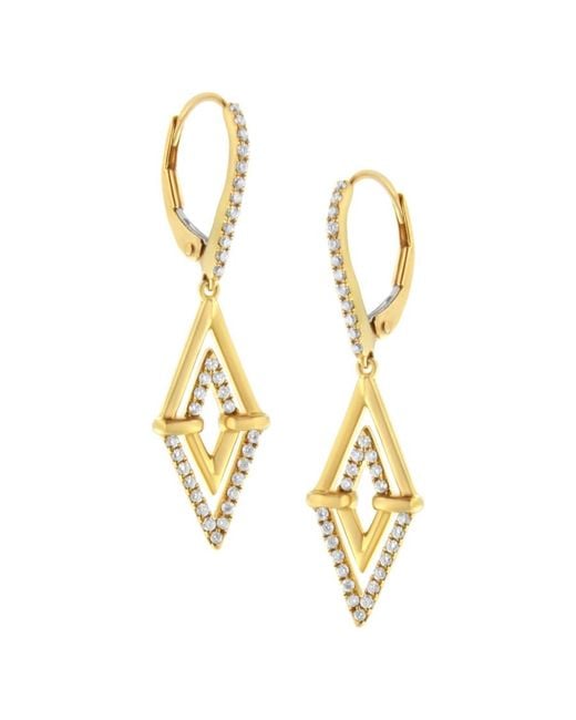Haus of Brilliance Metallic 14K 3/8 Cttw Double Triangle Drop And Dangle Diamond Earrings (G-H Si1-Si2