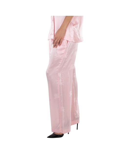 Burberry Pink Ekd Wide Leg Silk Jacquard Trousers, Brand Size 4 (Us