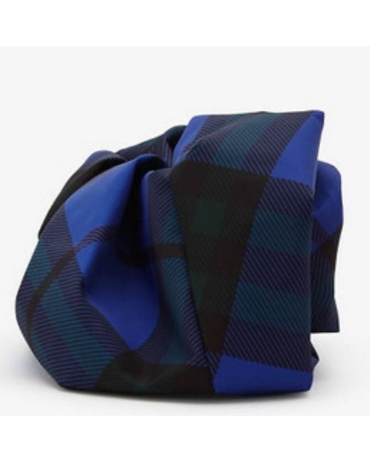 Burberry Blue Draped Clutch With Checkered Pattern