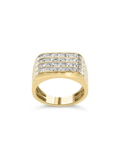Haus of Brilliance Metallic 10K 1.00 Cttw Diamond Multi Row Ring Band for men