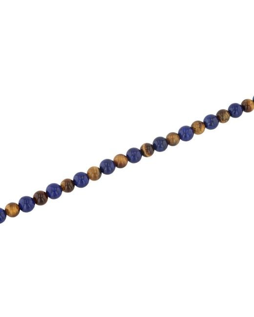 Robert Alton Blue Stainless Steel Tiger's Eye Bead Bracelet for men