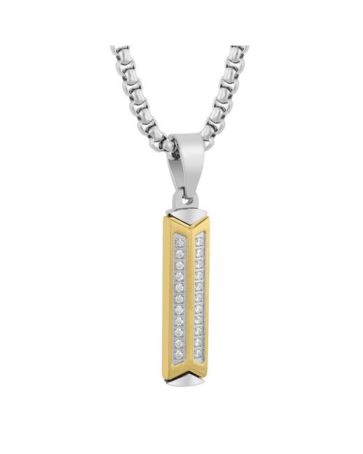 Robert Alton Metallic 1/5Ctw Diamond Stainless Steel With Finish Stick Pendant for men