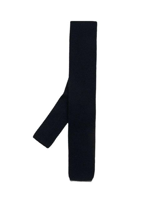 Brunello Cucinelli Blue Dark Knit Textured Tie for men