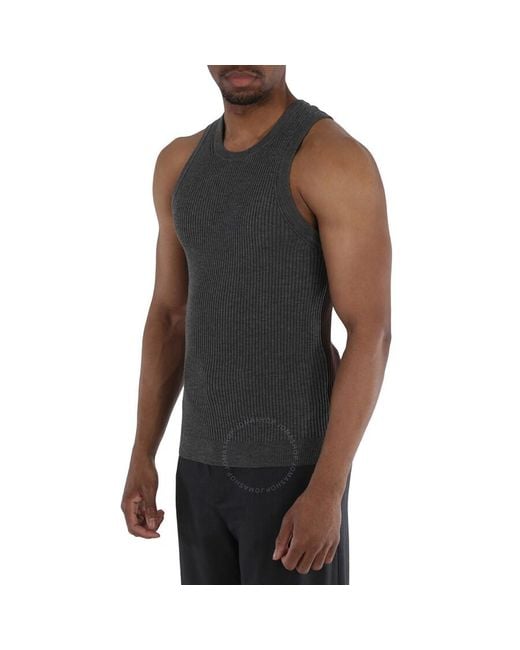 Burberry Black Midnight Merino Wool Ribbed Vest for men