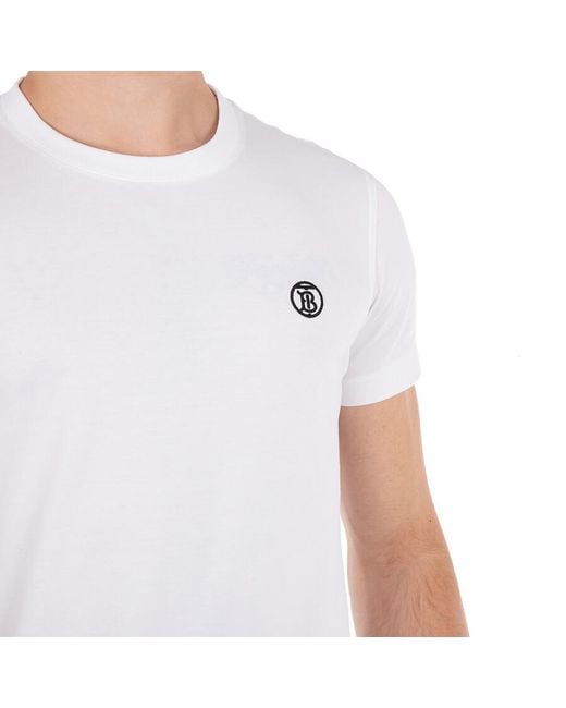 Burberry White Embroidered Logo Crewneck T-Shirt for men