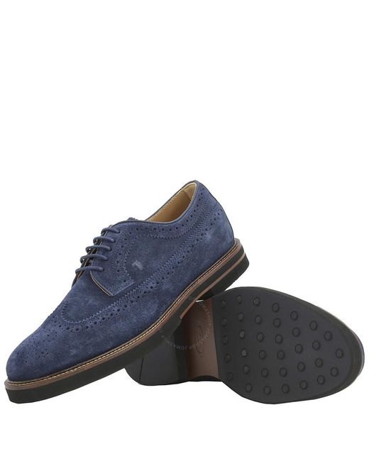 Tod's Blue Galaxy Suede Brogue Lace-up Shoes for men