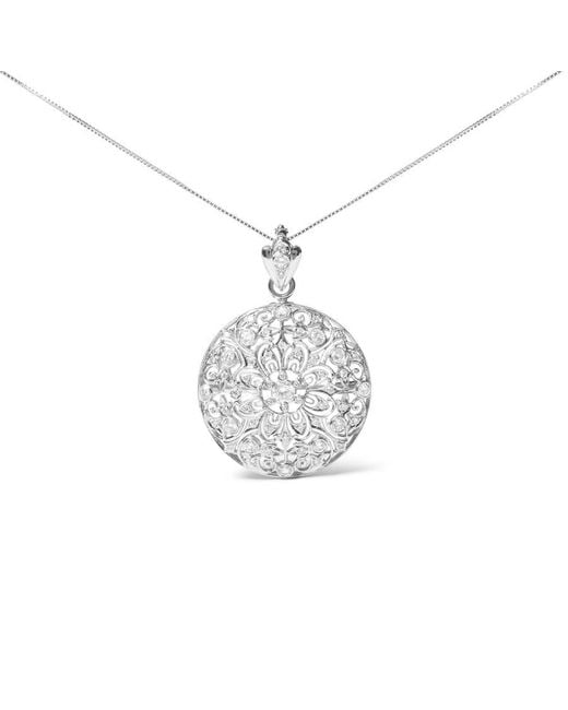 Haus of Brilliance 18k White Gold 1 5/6 Cttw Diamond Cluster Floral Filigree Brooch Pin
