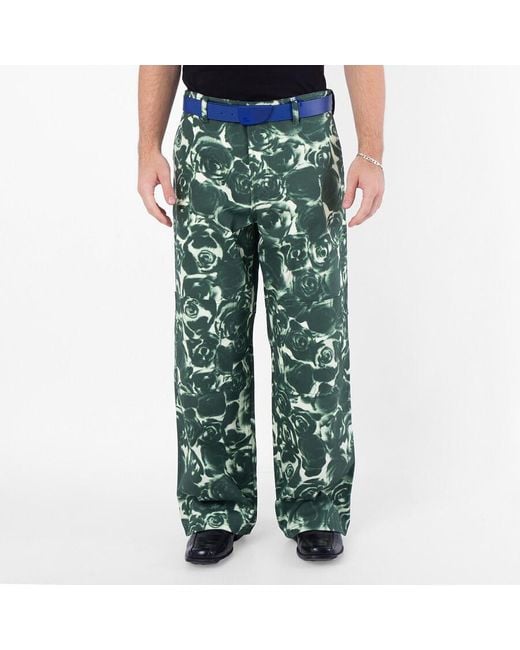 Burberry Green Rose Waxed Cotton Trousers for men