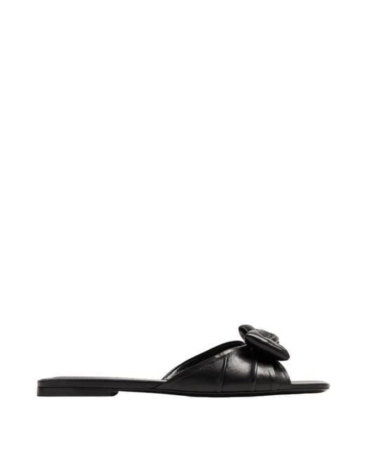 Ferragamo Black Padded Vara Bow Nappa Slide