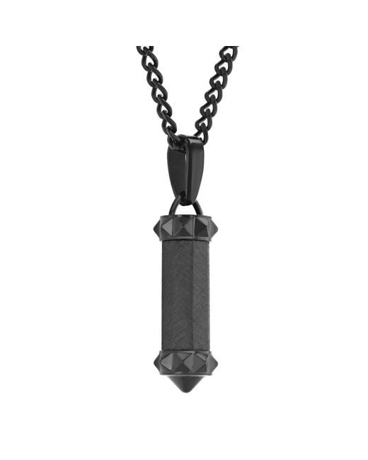 Robert Alton Metallic Stainless Steel Textured With Finish Barrel Pendant for men