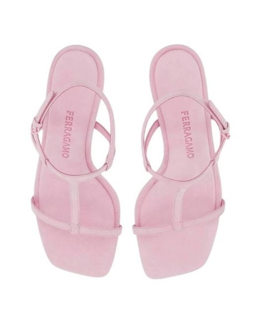 Ferragamo Pink Elina Gancini Heel Sandals for men