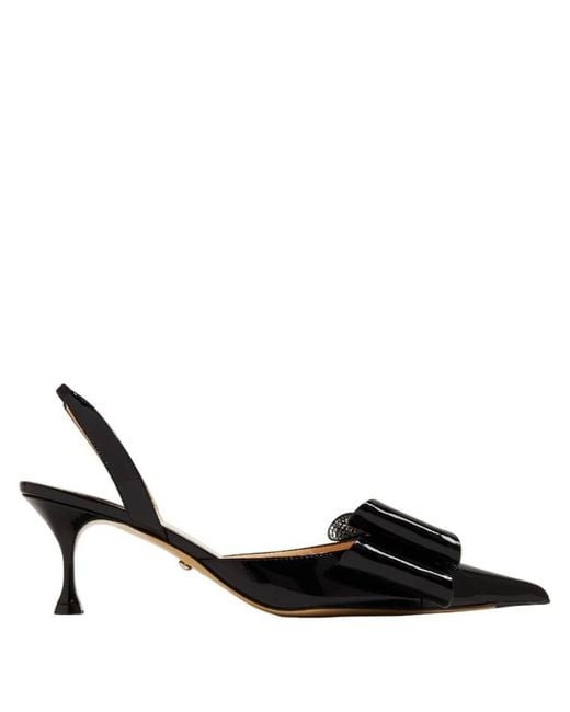 Mach & Mach Black Le Cadeau Patent Slingback Pumps