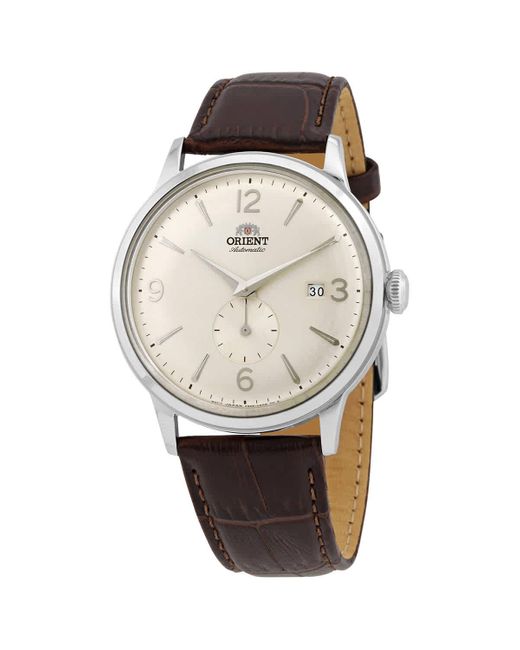 Orient Metallic Bambino Automatic Beige Dial Brown Leather Watch for men