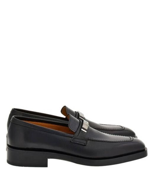 Ferragamo Black Danny Ornament Leather Loafers for men