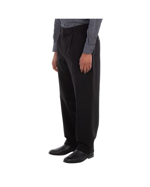 Emporio Armani Black Seersucker Pleated-Waist Chinos Pants for men