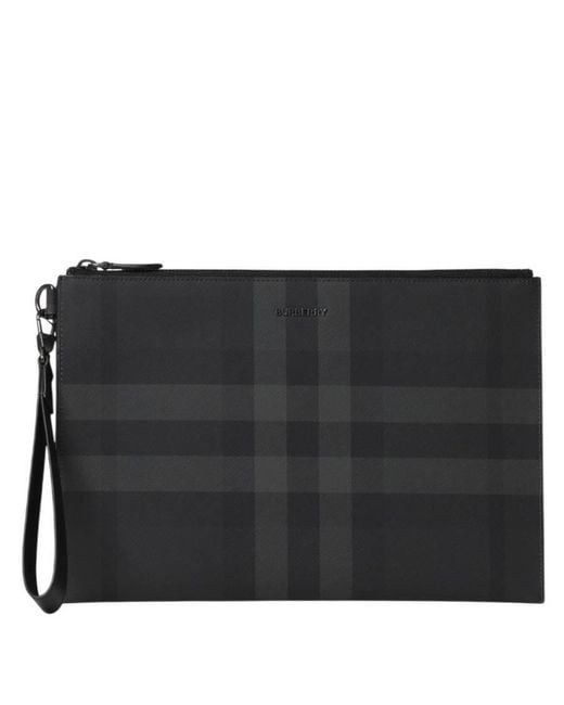 Burberry Black Edin Check Zip Pouch for men