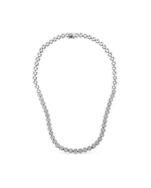 Haus of Brilliance Metallic Igi Certified 14k White Gold 8.0 Cttw Pave Set Round-cut Diamond Cluster Graduating Riviera Statement Necklace