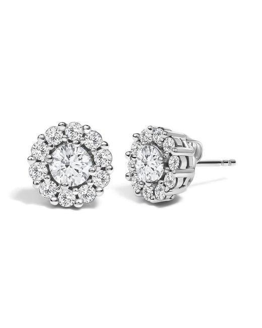 Haus of Brilliance Metallic 10K 1 1/2 Cttw Lab Grown Diamond Halo Stud Earrings