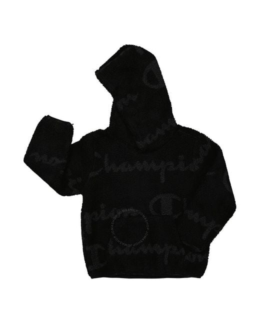 Champion Black Boys Micro Fleece Logo Hoodie for men