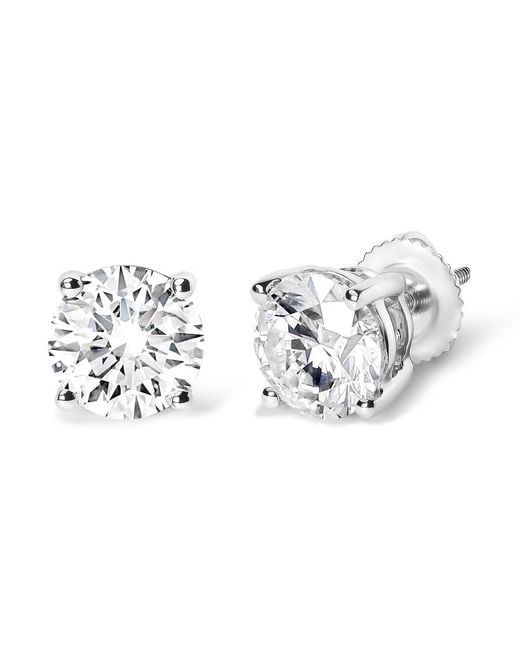 Haus of Brilliance Metallic 14K 2 3/4 Cttw Round Brilliant-Cut Lab Grown Diamond Classic 4-Prong Stud Earrings