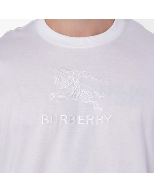Burberry White Ekd Embroidered Cotton T-Shirt for men