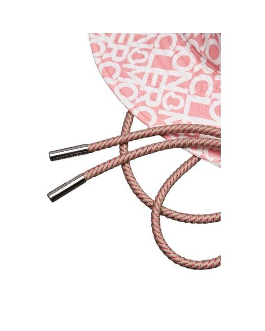Moncler Pink Nylon Logo Print Bucket Hat