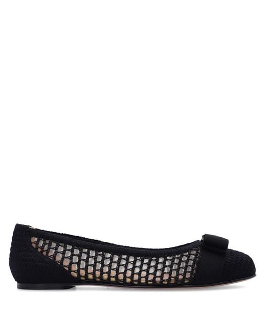 Ferragamo Black Ladies Flats, Us