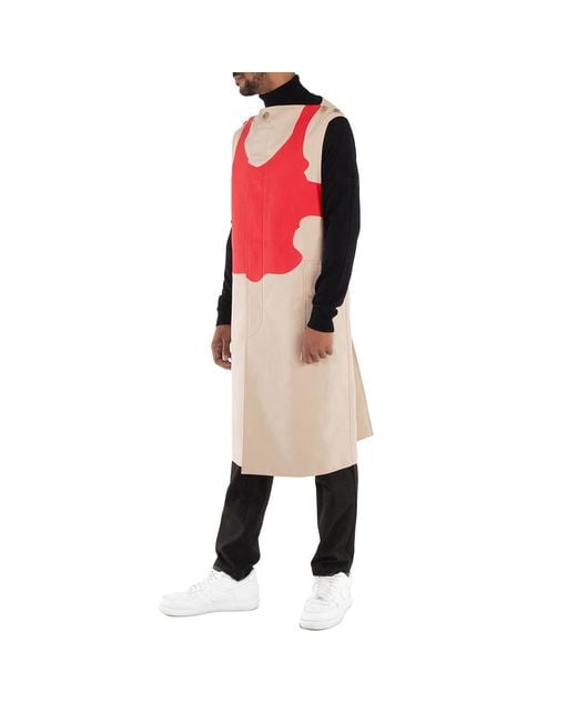 Burberry Red Soft Fawn Reconstructed-Print Sleeveless Car Coat, Brand Size 50 (Us for men