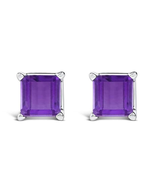 Haus of Brilliance Purple 14K 5X5Mm Princess Cut Amethyst Solitaire Stud Earrings