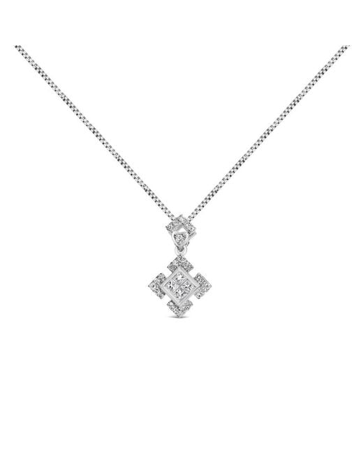 Haus of Brilliance Metallic 10K 1/5 Cttw Diamond Geometric Design Pendant Necklace