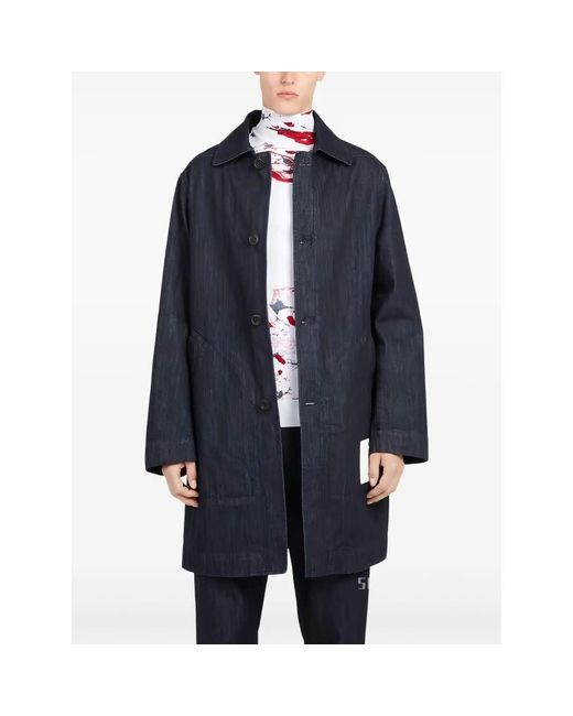 Ferragamo Blue Denim Buttoned Coat for men