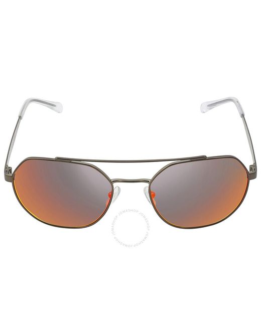 Armani Exchange Brown Dark Gray Mirrored Red/yellow Pilot Sunglasses Ax2041s 60016q 56 for men