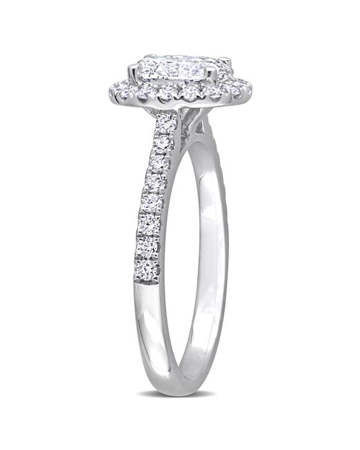 Created Forever Metallic 1 1/2 Ct Tw Oval & Round Lab Created Diamond Halo Engagement Ring