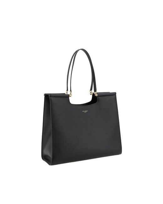 Dolce & Gabbana Black Dolce & Gabbana Large Leather Tote Bag