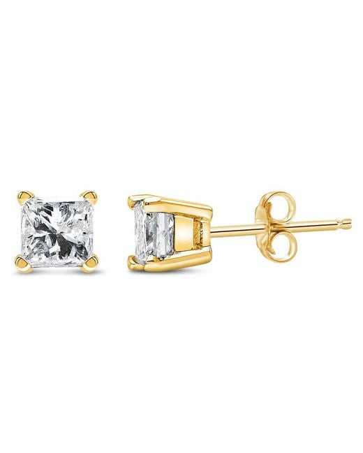 Haus of Brilliance Blue Igi Certified 14K 1/4 Cttw Princess-Cut Square Diamond 4-Prong Solitaire Stud Earrings