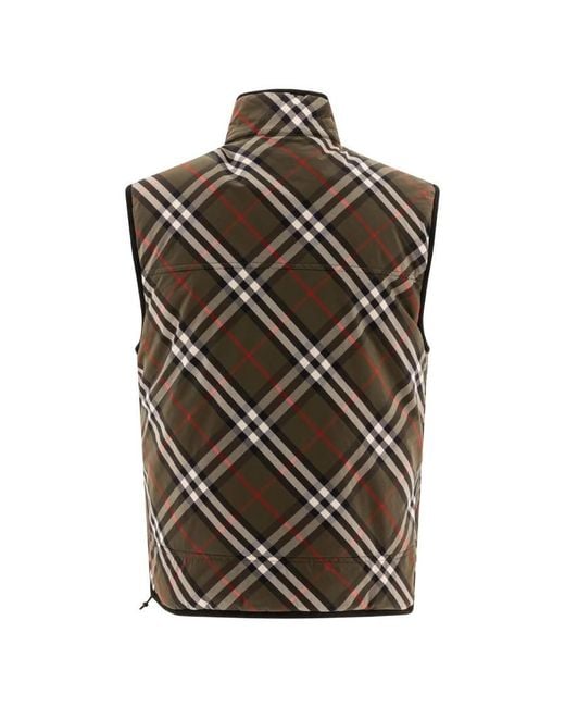 Burberry Brown Check Print Padded Gilet for men